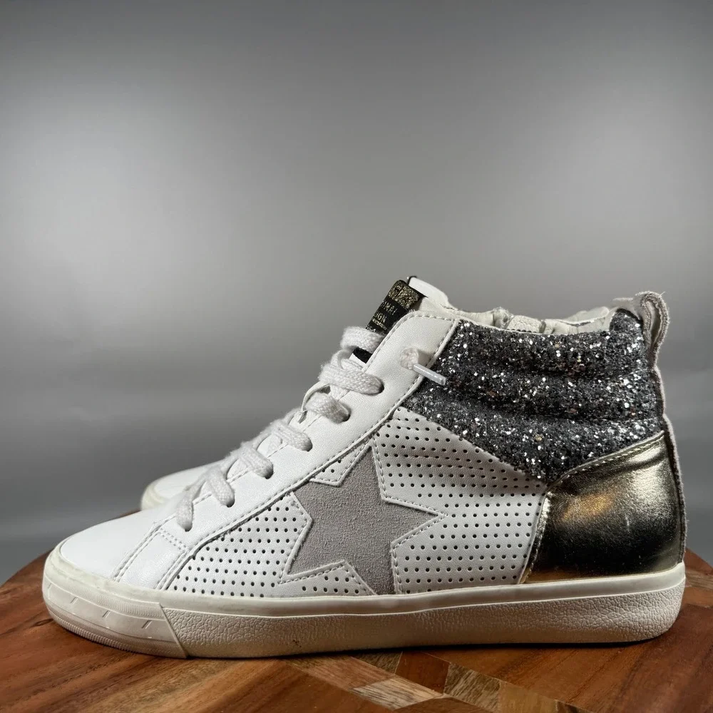 Vintage Havana Lester-11 Womens High Top Sneakers White Silver Gold Glitter 11